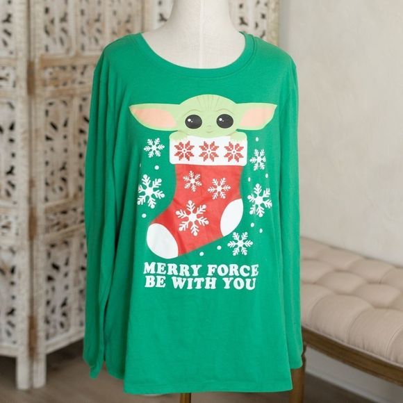 Star‎ Wars Yoda Long Sleeve Holiday T-Shirt size 2XL - Picture 1 of 3